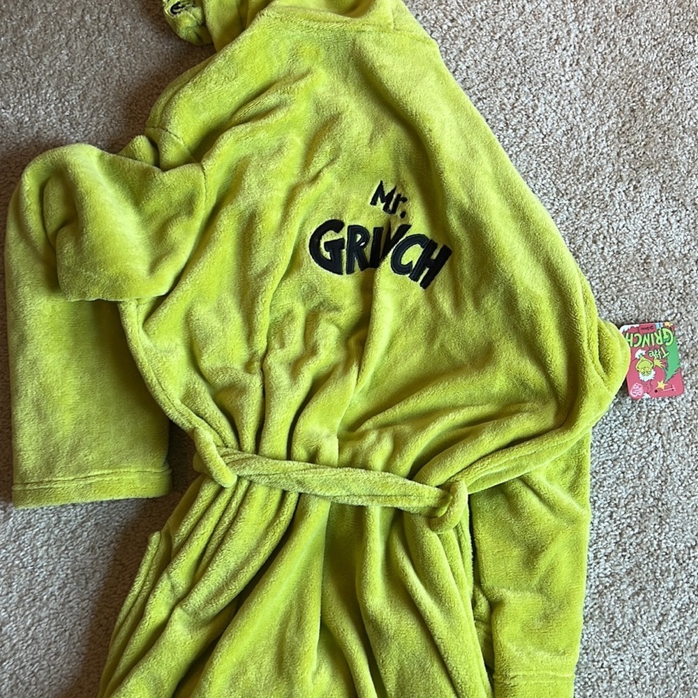 Dr Seuss The Grinch green hooded plush Mr Grinch Robe size large XL - Picture 8 of 8